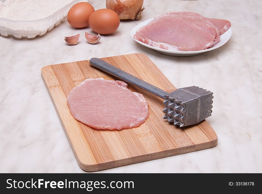 Preparing pork meat for cooking. Preparing pork meat for cooking