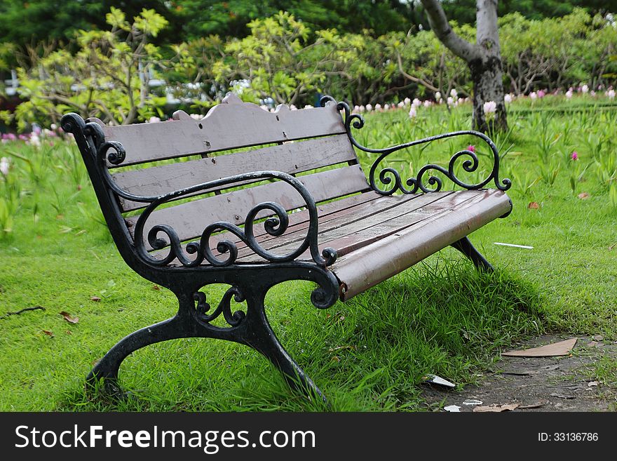 Stylish bench in summer park in thailand. Stylish bench in summer park in thailand