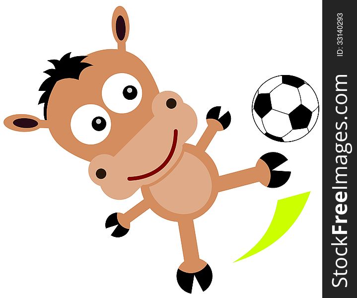 Illustration of a horse kicking a soccer ball. Illustration of a horse kicking a soccer ball