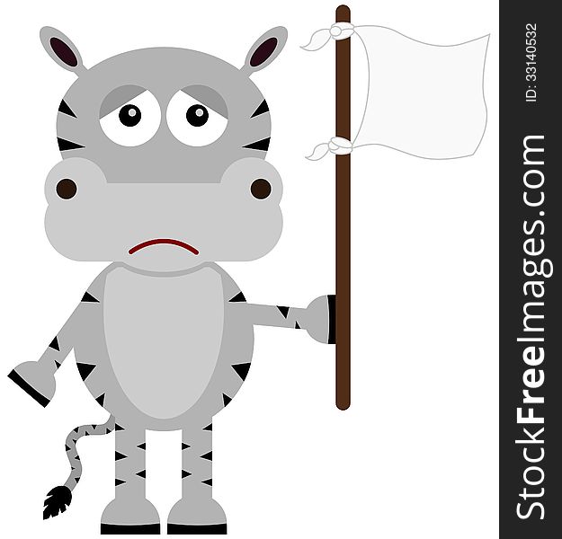A humorous illustration of a surrendering zebra. A humorous illustration of a surrendering zebra