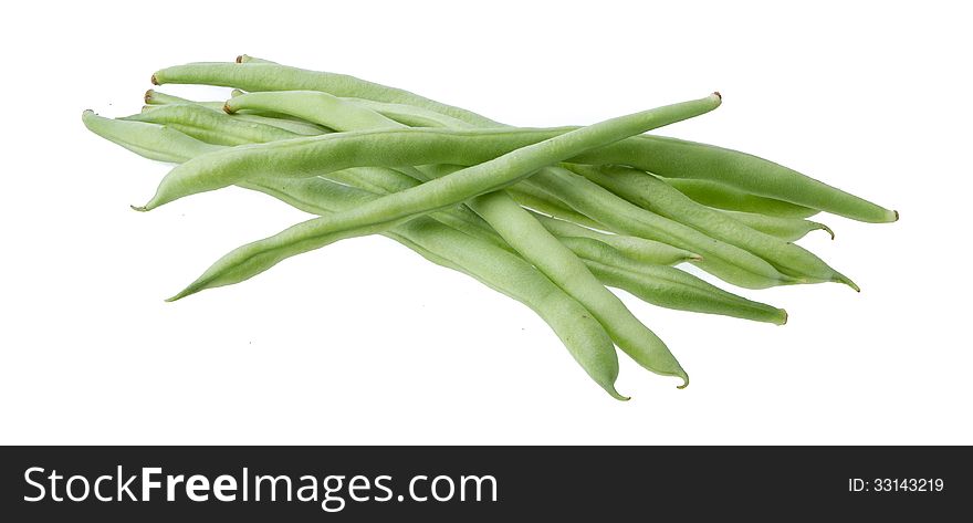 Green beans isolated on a white background.