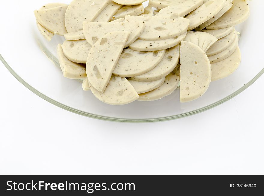 Vietnamese Sausage In Clean Dish Isolated On White