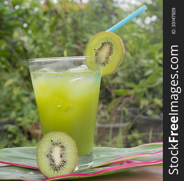 Kiwi closeup on the leaves