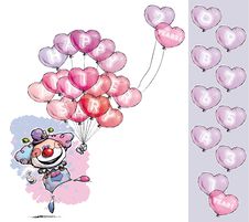 Clown With Heart Balloons Saying Happy Anniversary Royalty Free Stock Photography Clown With Heart Balloons Saying Happy Anniversary Royalty Free Stock Photography