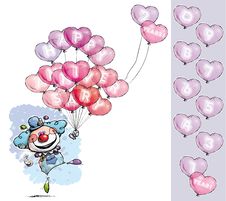 Clown With Heart Balloons Saying Happy Anniversary Stock Images Clown With Heart Balloons Saying Happy Anniversary Stock Images