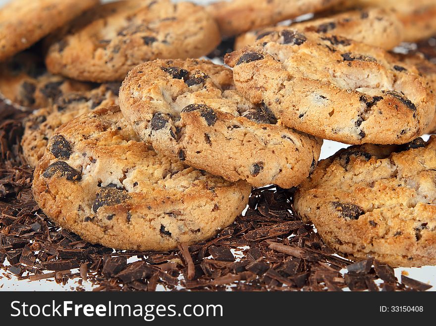 Close up of chocolate chip cookies background