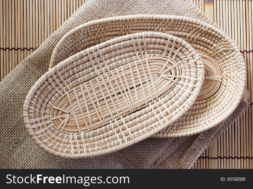 Empty wicker basket, Thai style. Empty wicker basket, Thai style