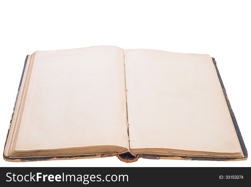 Old open book on white background. Old open book on white background.
