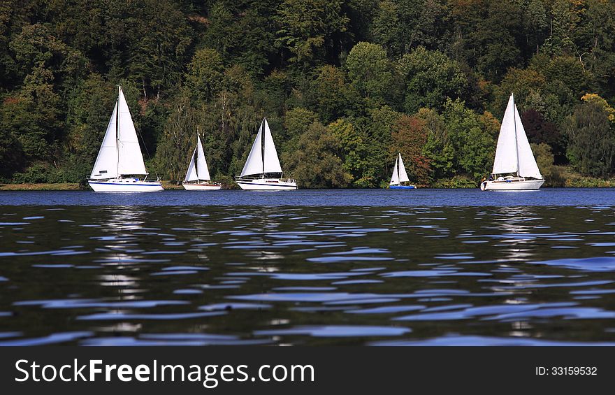 Sailing boats on a lake