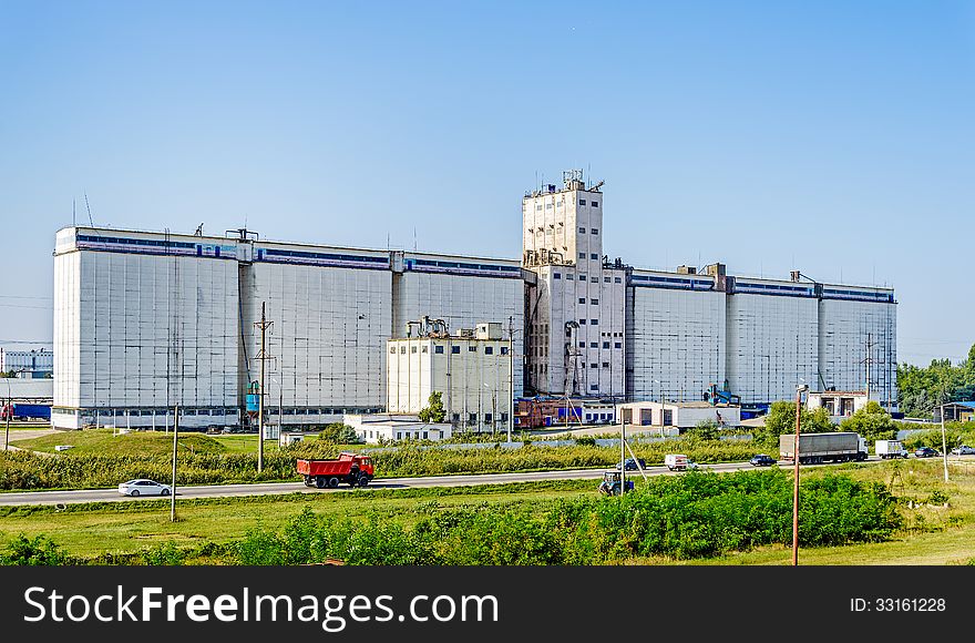 The huge grain elevator in Russia. The huge grain elevator in Russia