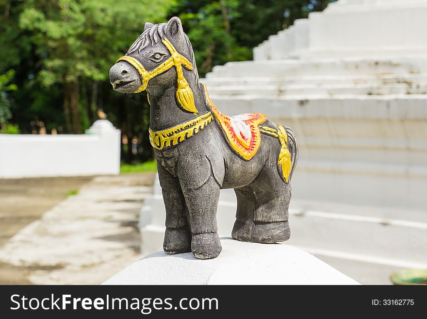 Black Sacred Horse With Decorated
