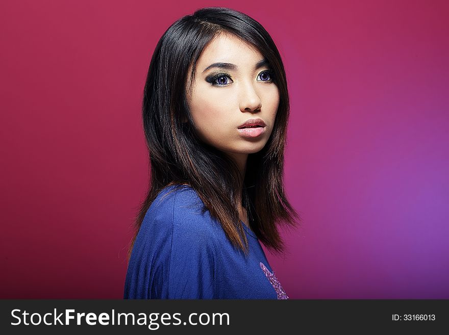 Pretty Asian Girl Dreaming in studio. Pretty Asian Girl Dreaming in studio