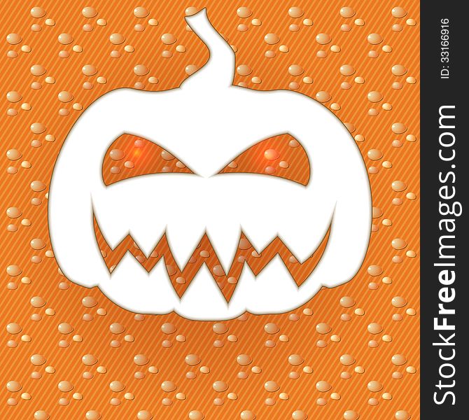 Orange Halloween card with white paper pumpkin. Orange Halloween card with white paper pumpkin