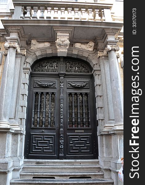 Portal of an old building in Bruges.