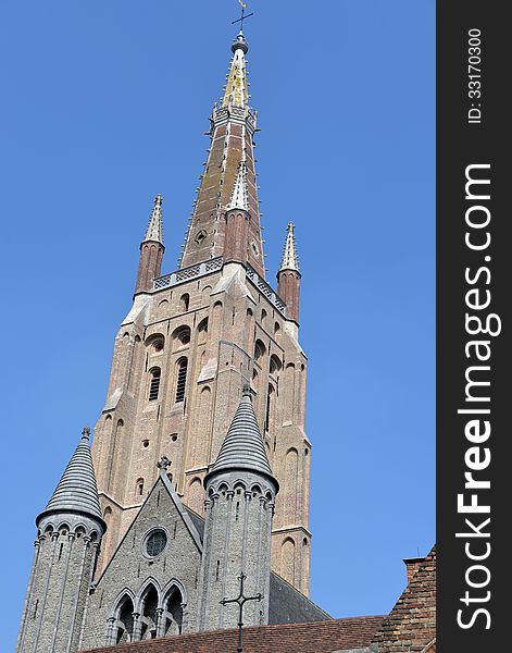 A church tower in Bruges.