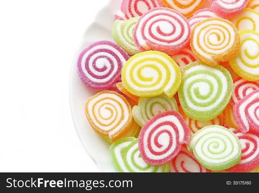 Marshmallow with Gelatin Dessert on a white plate