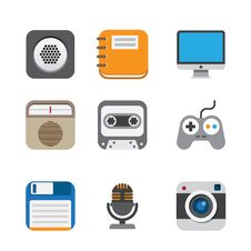 Business And Interface Flat Icons Set Stock Photography