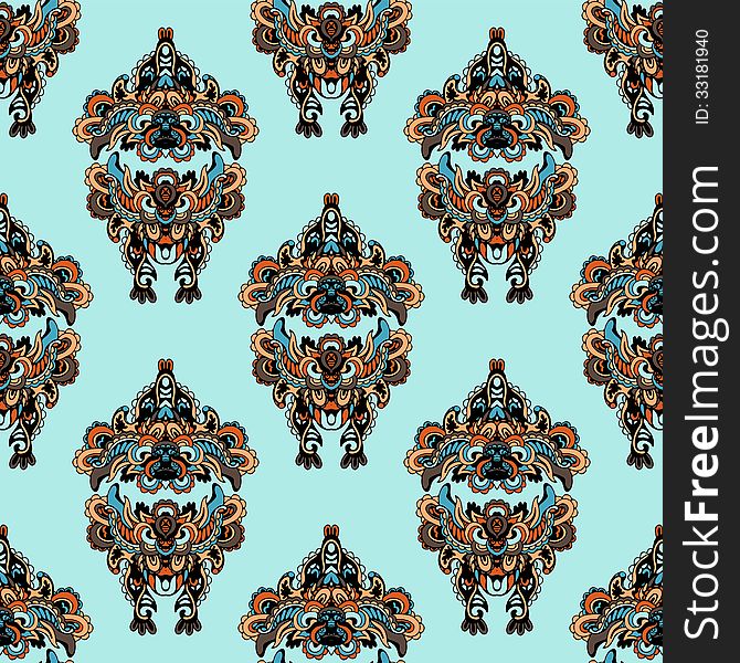 Trendy Seamless Pattern in Folk Style