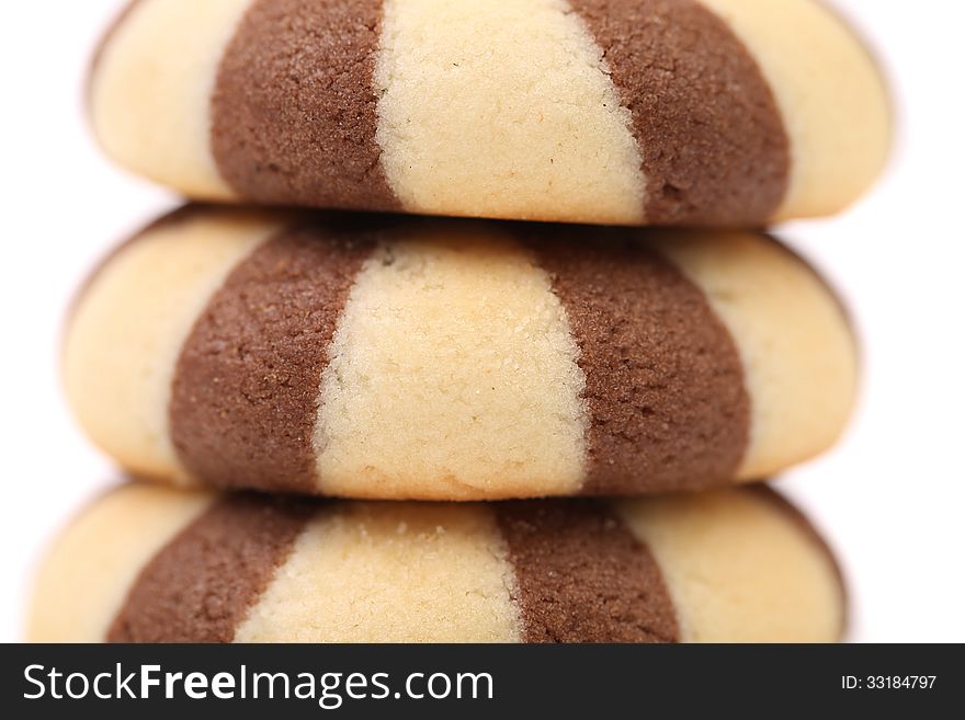 Stake biscuits of a chocolate cloves. Macro.