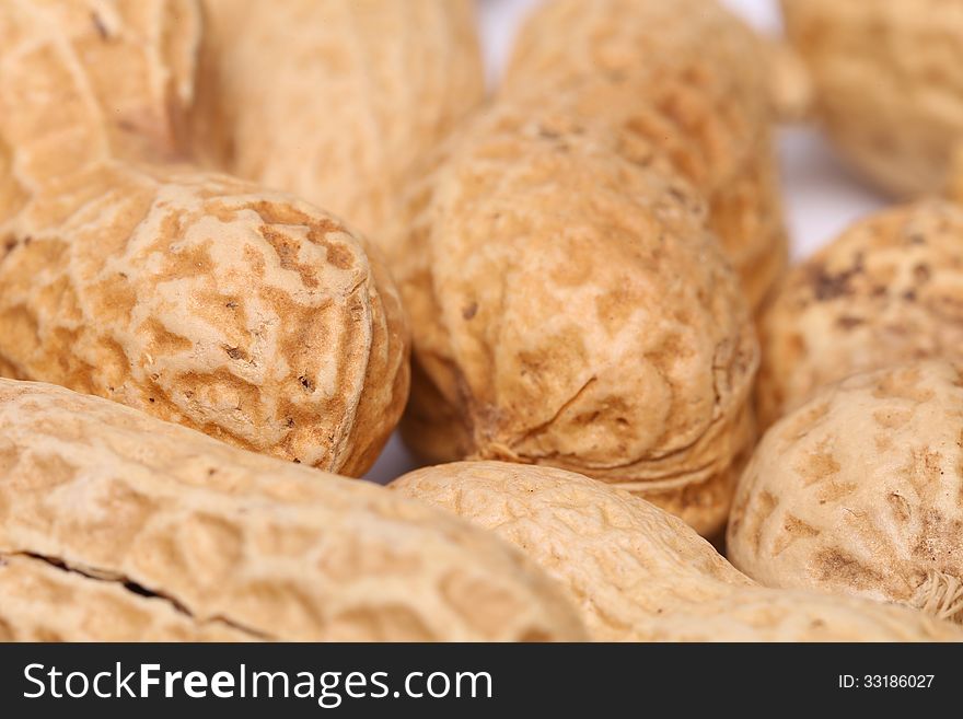 Background of some peanuts. Macro. Whole background.