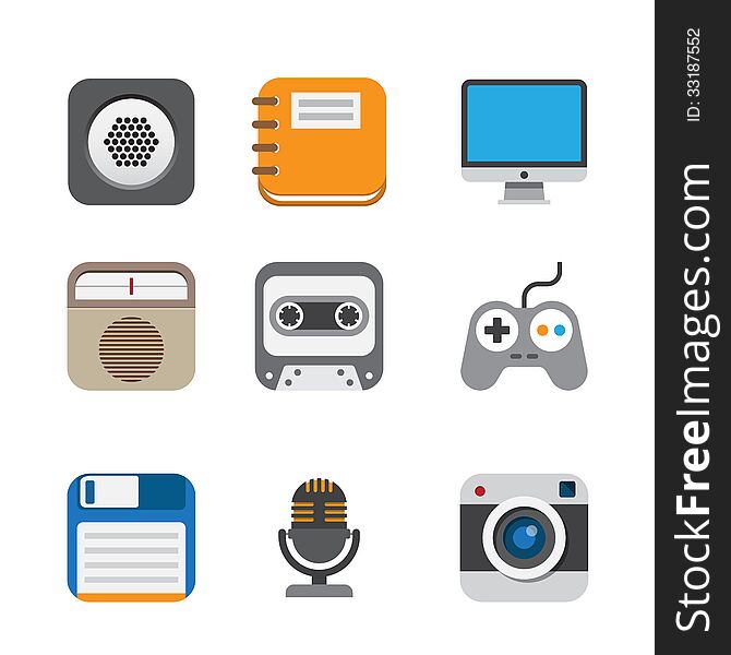 Business and interface flat icons set,Illustration EPS10