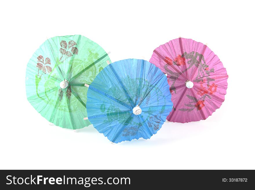 Three umbrellas on a white background