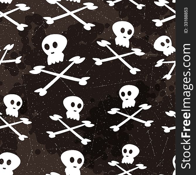 Halloween pattern with skulls and bones. Vector seamless texture. Halloween pattern with skulls and bones. Vector seamless texture