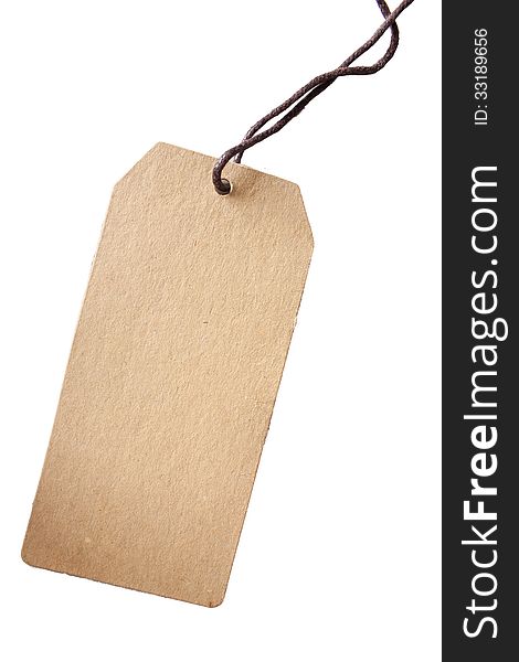 Brown sale tag isolated on white background