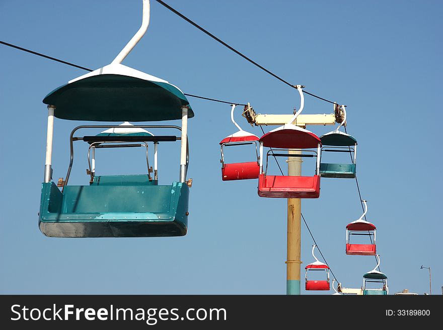 chairlift in florida against blue sky. chairlift in florida against blue sky