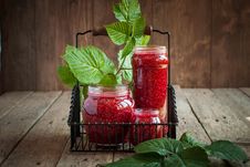 Raspberry Leaves And Jam In A Jars On The Wooden Table Stock Image Raspberry Leaves And Jam In A Jars On The Wooden Table Stock Image