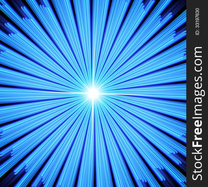 Blue Light rays with star. Vector illustration.