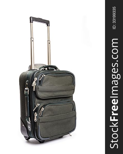 Small Green Travel Luggage Isolated #2