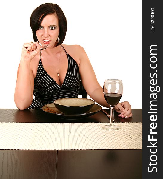 Woman Bored Waiting For Food