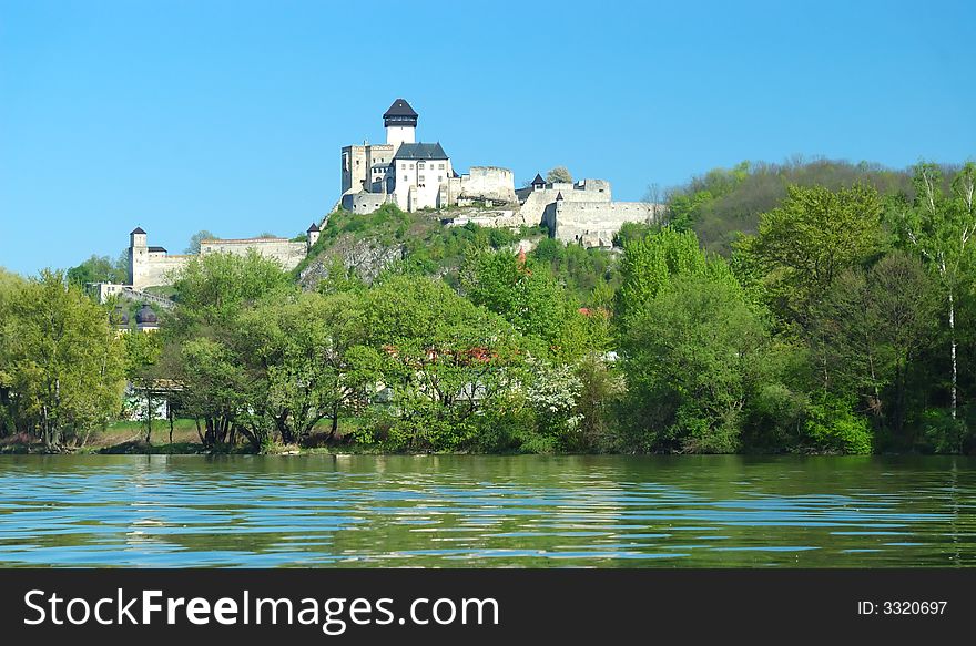 Castle in Trencin view from river, slovakia. Castle in Trencin view from river, slovakia