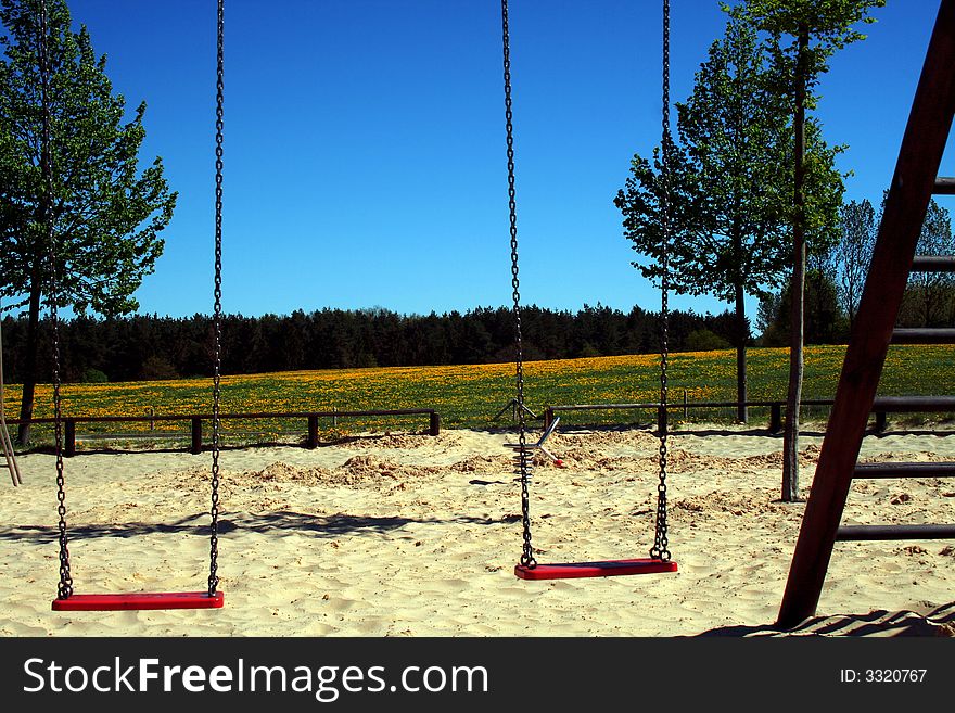 This picture is taken of a Playground on a service area in northern Germany during spring. This picture is taken of a Playground on a service area in northern Germany during spring.