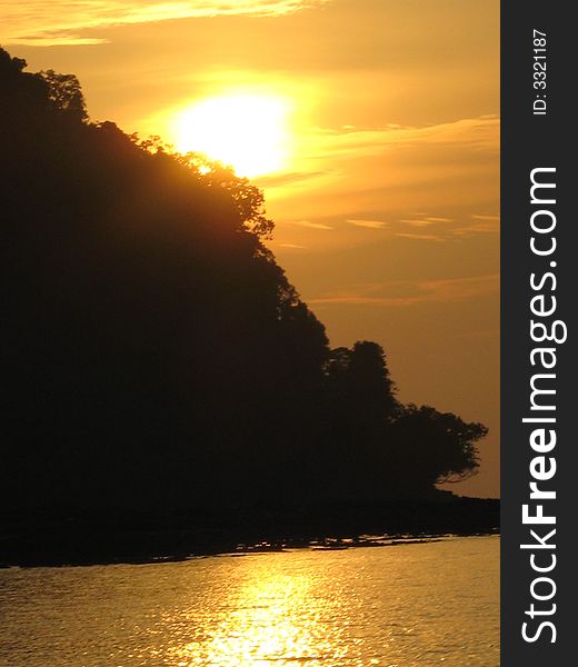 Sunset over the ocean in Trang Thailand. Sunset over the ocean in Trang Thailand