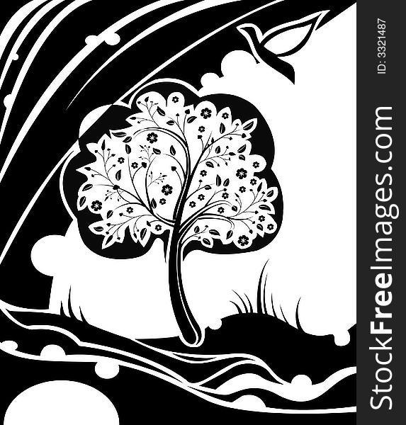Graphic illustration of a stylized tree. Graphic illustration of a stylized tree