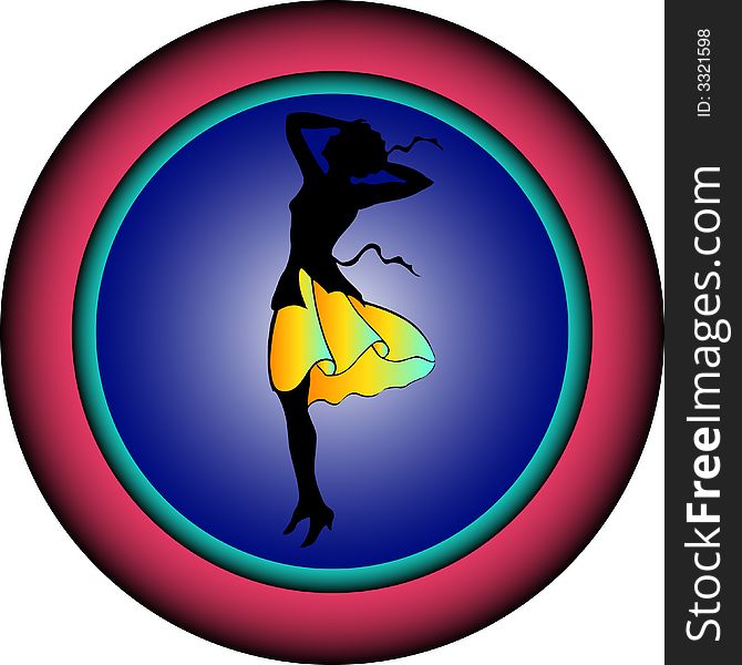A round colorful frame with the figure of a woman. Available as Illustrator-file. A round colorful frame with the figure of a woman. Available as Illustrator-file