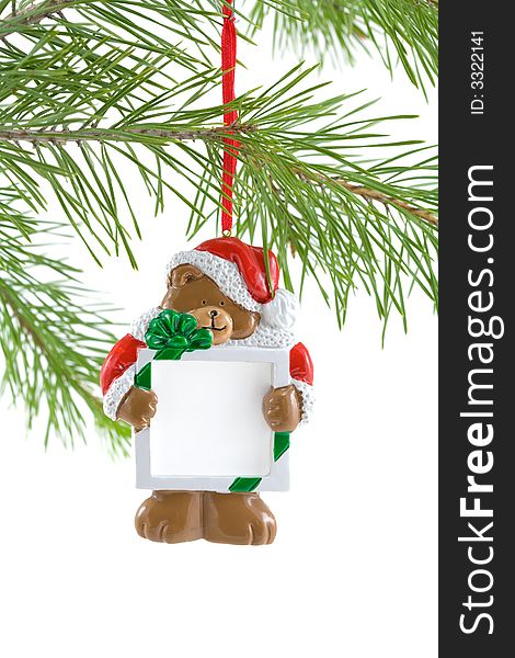 Santa Bear Ornament With Sign