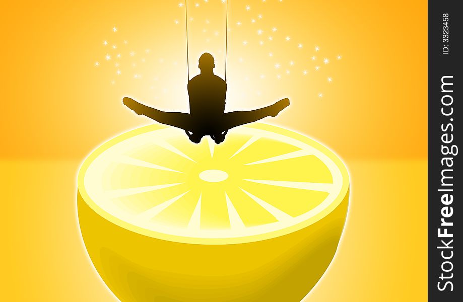 Lemon cut in half on white background with sports concept. Lemon cut in half on white background with sports concept