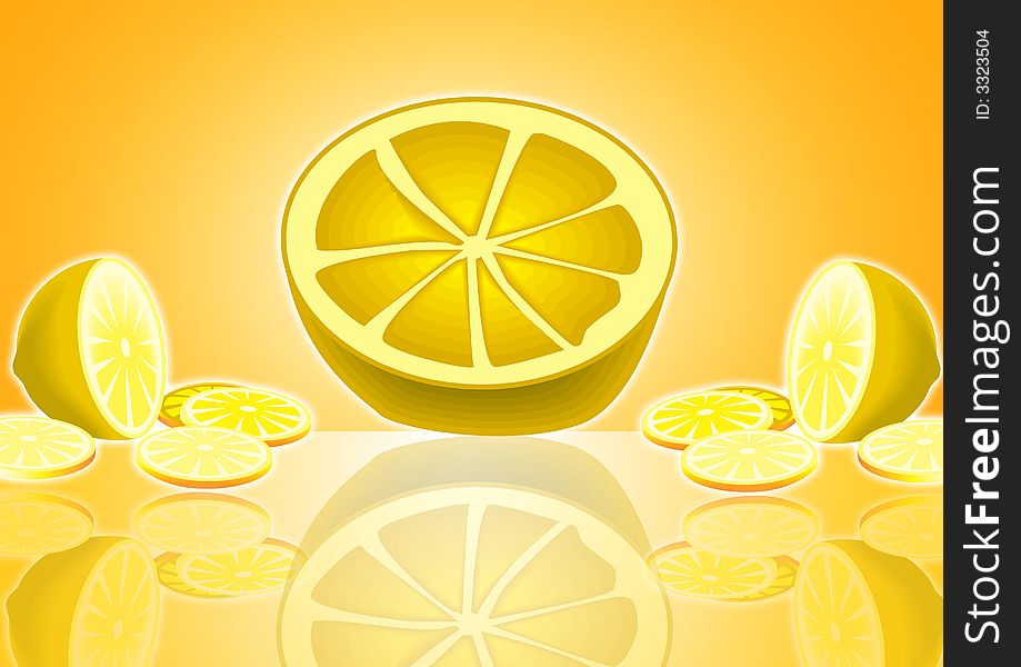 Lemon cut in half on white background