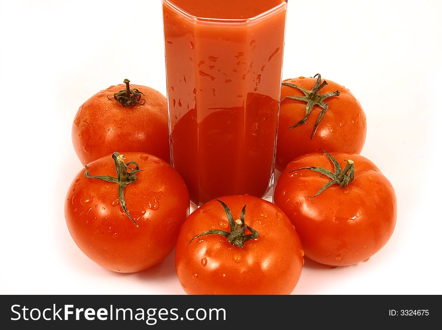 Glass of tomato juice-dietary feed and drink useful to health