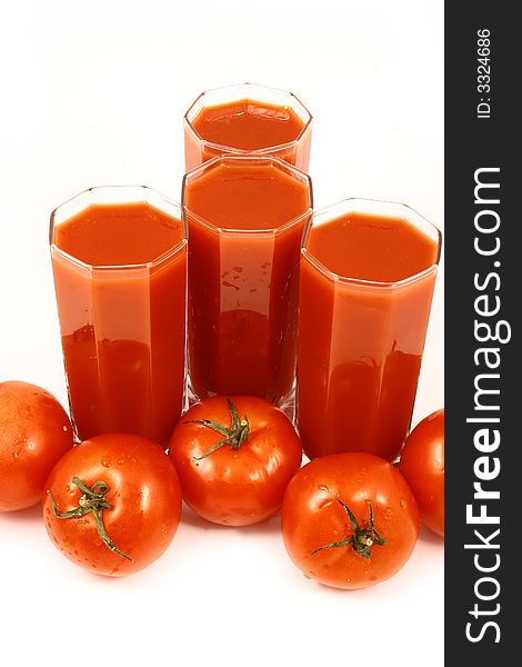 Glass of tomato juice-dietary feed and drink useful to health