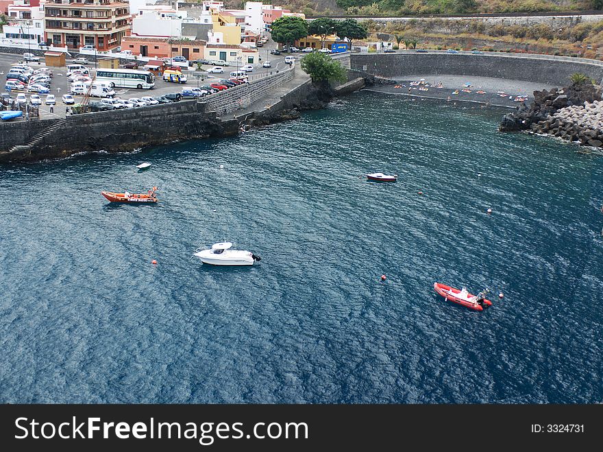 Blue Tenerife bight with nice boats. Blue Tenerife bight with nice boats