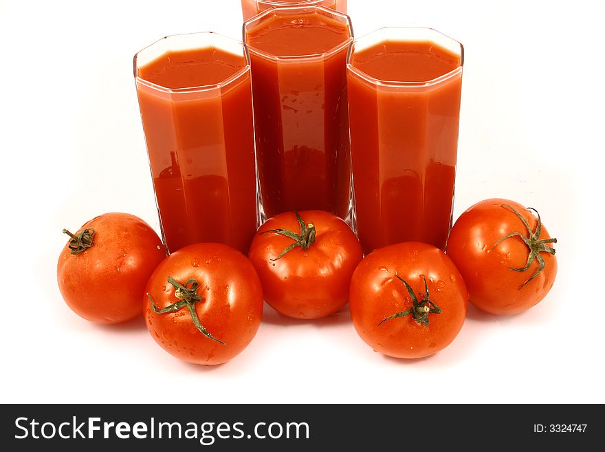 Glass of tomato juice-dietary feed and drink useful to health