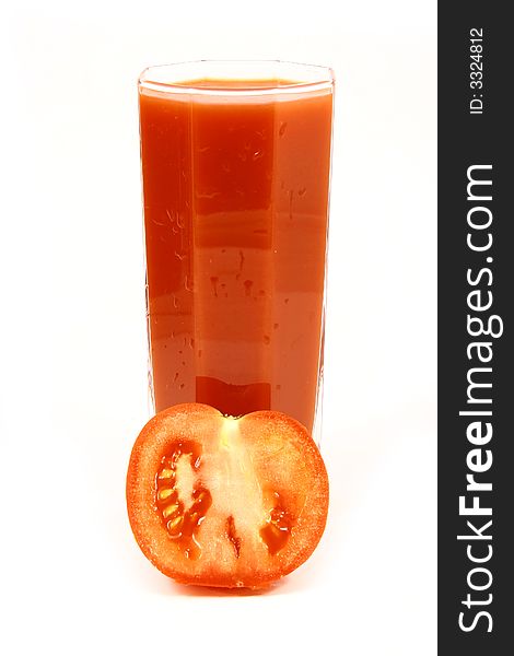 Glass of tomato juice-dietary feed and drink useful to health