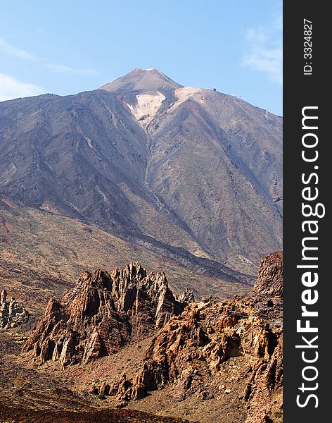 Tenerife mountain range on the Teide background