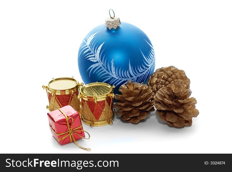 Christmas toys isolated on a white