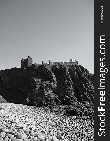 Dunnottar castle from the Southern Beach, Scotland