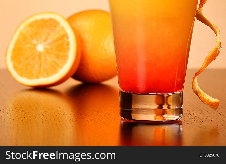 Fresh orange juice on the  table